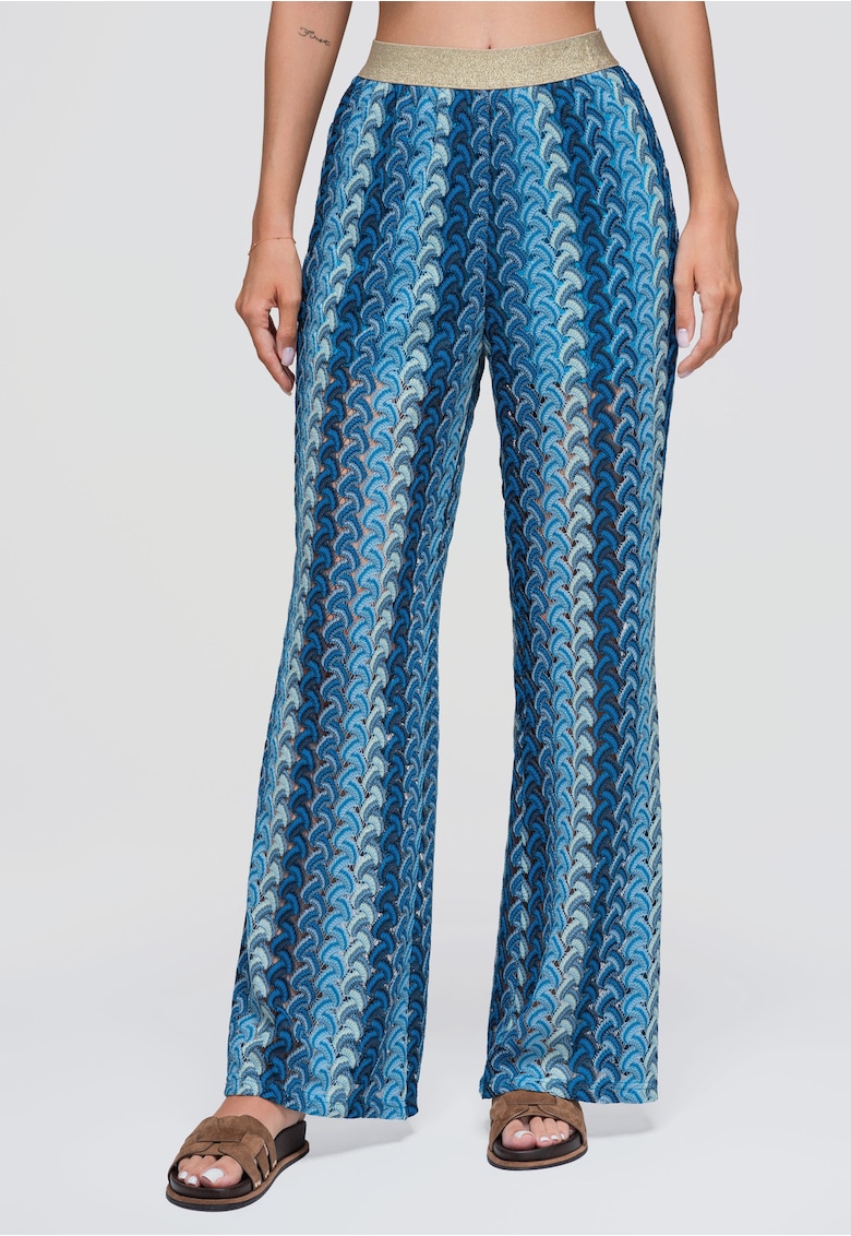 Pantaloni dama lungi cu fason lejer si talie elastica OW-PA-E0015 - Albastru - M/L