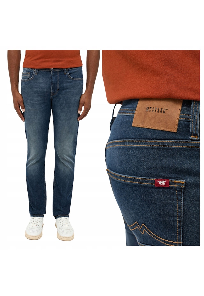 Blugi Barbati - Vegas Slim - Marime W32-L32 - Albastru - Slim Fit - Bumbac - Design Clasic Casual - Lungi - Ideal Pentru Uz Zilnic