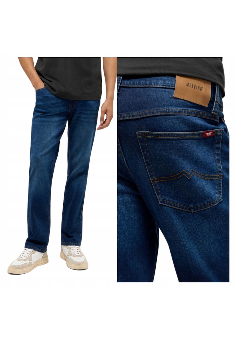 Blugi Barbati - Tramper Straight - Marime W32-L32 - Albastru - Straight Fit - Bumbac - Design Clasic Casual - Lungi - Ideal Pentru Uz Zilnic
