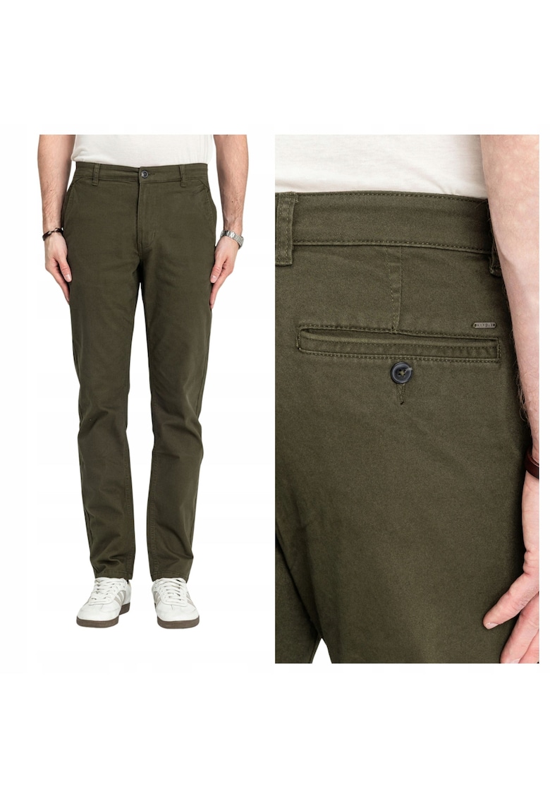 Pantaloni Barbati - Gerry Chino - Marime W42-L34 - Verde - Regular Fit - Bumbac - Design Clasic Casual - Lungi - Ideal Pentru Uz Zilnic