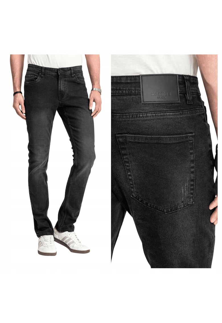 Blugi Barbati - Style Felix - Marime W38-L32 - Negru - Regular Fit - Bumbac - Design Clasic Casual - Lungi - Ideal Pentru Uz Zilnic