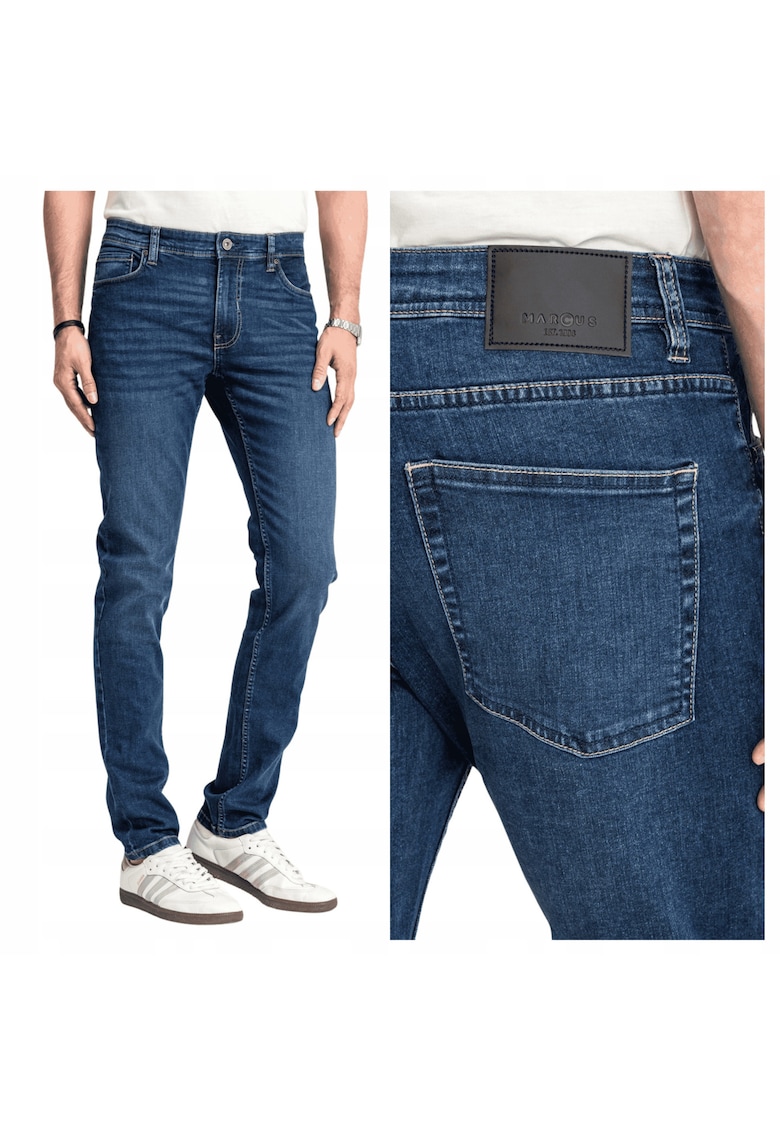 Blugi Barbati - Style Felix - Marime W40-L30 - Albastru - Regular Fit - Bumbac - Design Clasic Casual - Lungi - Ideal Pentru Uz Zilnic