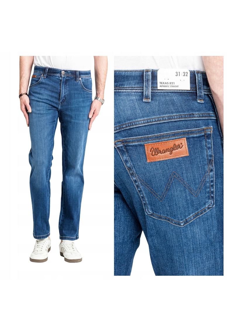 Blugi Barbati - Texas - Marime W32-L34 - Albastru - Regular Fit - Bumbac - Design Clasic Casual - Lungi - Ideal Pentru Uz Zilnic