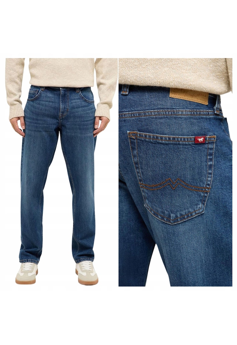 Blugi Barbati - Style Denver - W36-L30 US - Albastru - Straight Fit - Bumbac - Design Clasic Casual - Ideal Pentru Uz Zilnic - Lungi