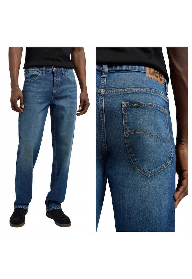 Blugi Barbati - Style West Deacon - W32-L34 US - Albastru - Slim Fit - Bumbac - Design Clasic Casual - Ideal Pentru Uz Zilnic - Lungi