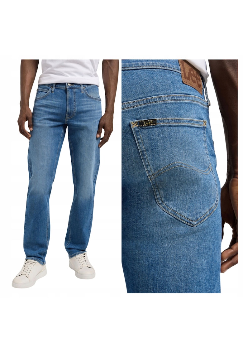 Blugi Barbati - Daren Zip Fly - W32-L34 US - Albastru - Straight Fit - Bumbac - Design Clasic Casual - Ideal Pentru Uz Zilnic - Lungi
