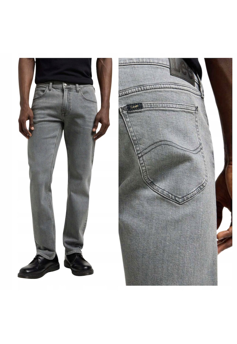 Blugi Barbati - Style Daren Zip Fly - W38-L32 US - Gri - Straight Fit - Bumbac - Design Clasic Casual - Ideal Pentru Uz Zilnic - Lungi