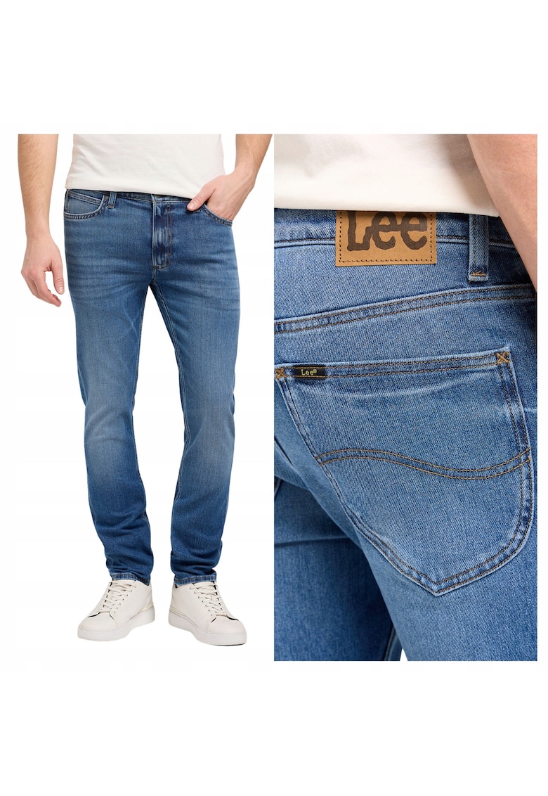 Blugi Barbati - Style Luke Slim Fit - W34-L30 US - Albastru - Slim Fit - Bumbac - Design Clasic Casual - Ideal Pentru Uz Zilnic - Lungi