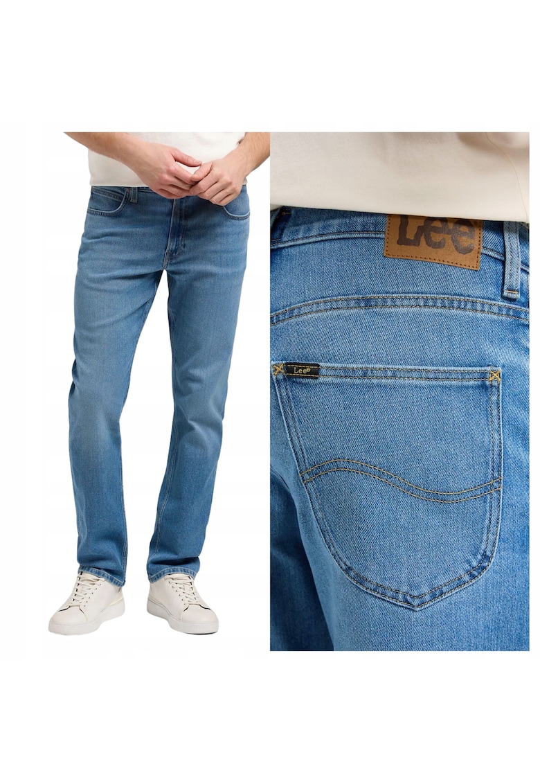 Blugi Barbati - Brooklyn Straight - W36-L32 US - Albastru - Straight Fit - Bumbac - Design Clasic Casual - Ideal Pentru Uz Zilnic - Lungi