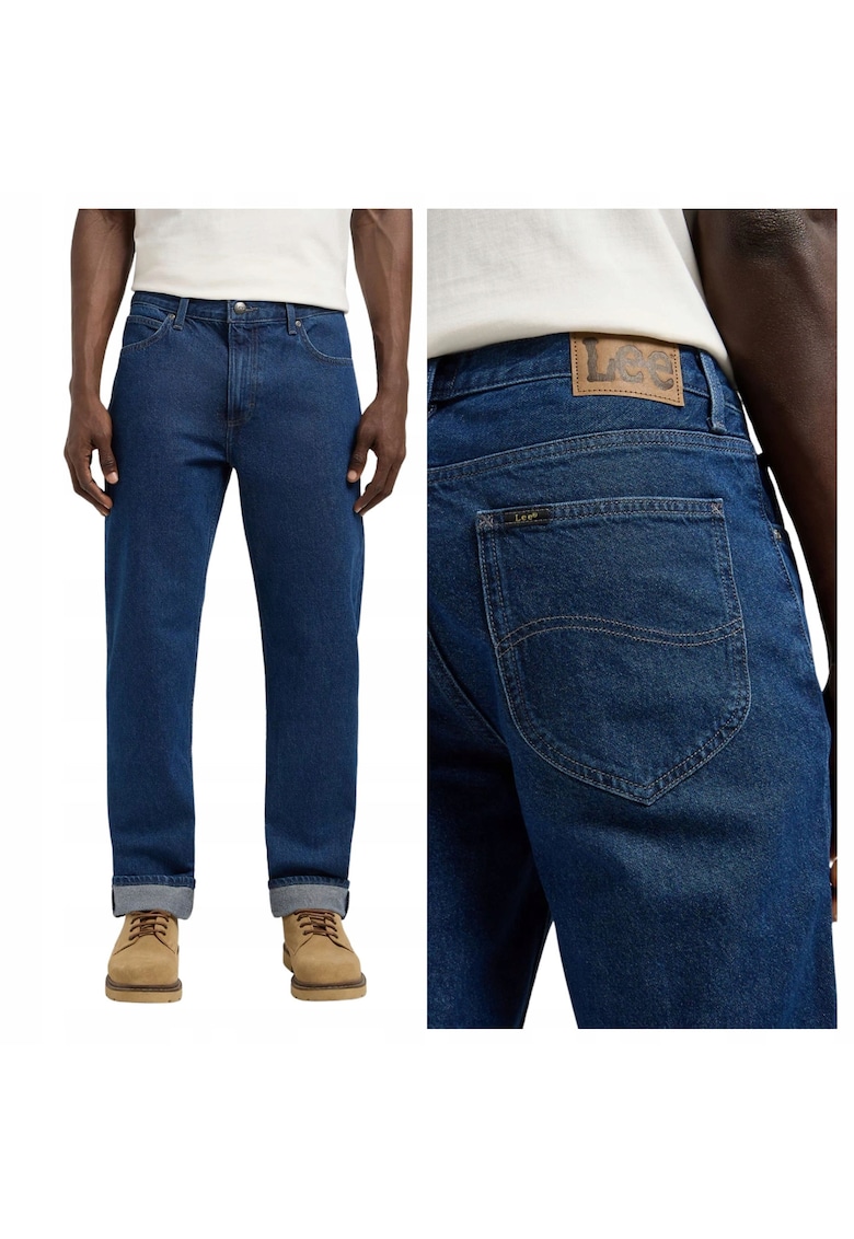 Blugi Barbati - Style West Reach - W33-L34 US - Albastru - Regular Fit - Bumbac - Design Clasic Casual - Ideal Pentru Uz Zilnic - Lungi