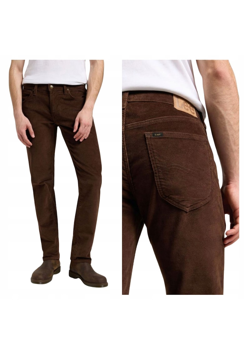 Blugi Barbati - Style Daren Zip Fly - W33-L32 US - Maro - Straight Fit - Bumbac - Design Clasic Casual - Ideal Pentru Uz Zilnic - Lungi