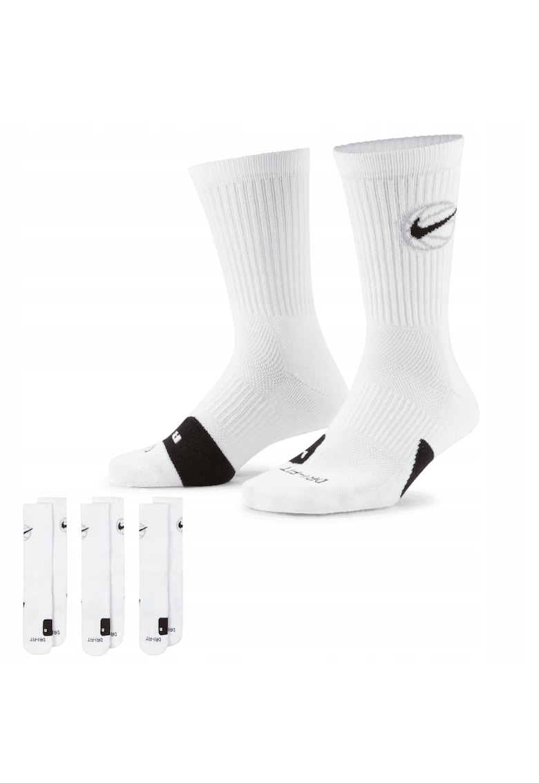 Set Sosete Sport DA2123 100 Marime 46 50 Alb Tehnologie Dri Fit Pentru Gestionarea Umiditatii Amortizare Maxima Sub Picior Pentru Confort Banda Elastica Pe Arcada Pentru Suport Design Clasic Protectie Glezna 3 Buc