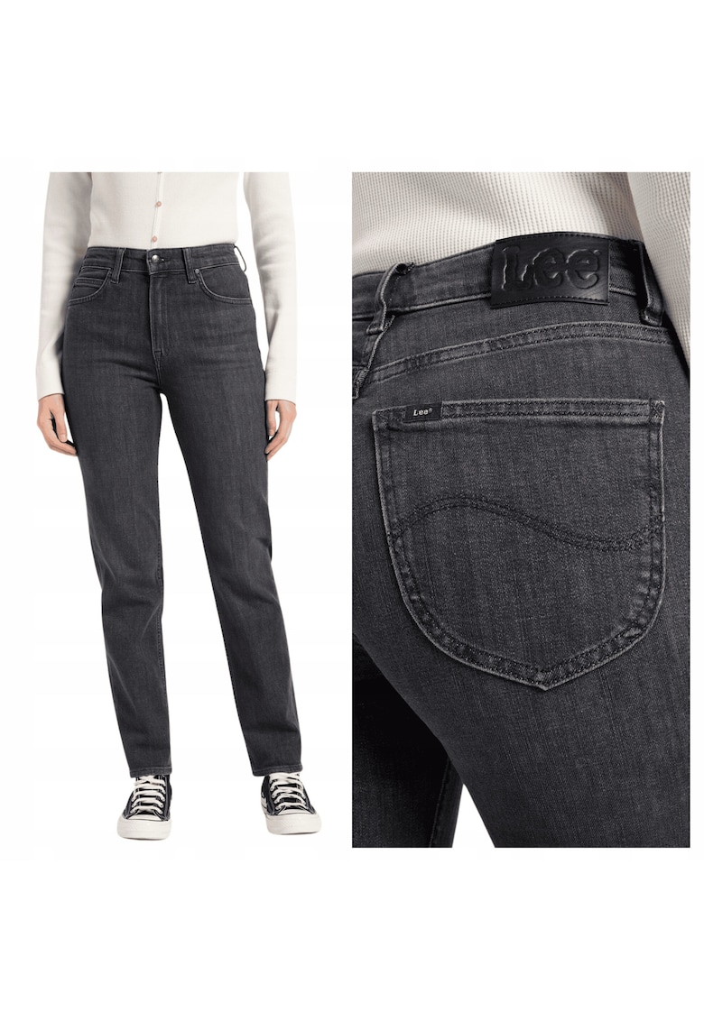 Blugi de dama - Marimea 28/31 - Gri - Stil CAROL - Croiala dreapta si regulara - Talie inalta moderna si confortabila - Inchidere cu fermoar metalic durabil - Buzunare functionale incluse