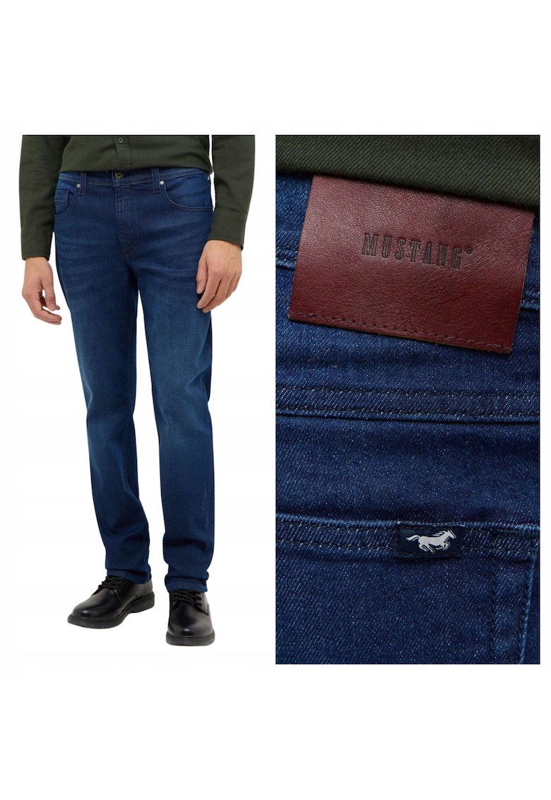 Blugi rezistenti pentru barbati - Marimea 35/32 - Albastru - Model Washington straight - Croiala dreapta - Amestec calitativ din 99% bumbac si 1% elastan stretch - 5 buzunare incapatoare