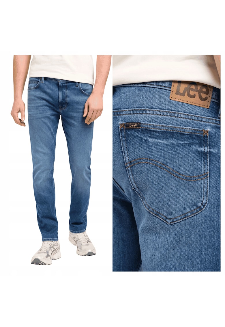 Blugi mulati pentru barbati - Marimea 32/34 - Albastru - Model Rider - Croiala stransa Slim fit cu picioare modern ingustate - Talie medie standard - Inchidere cu fermoar metalic rezistent