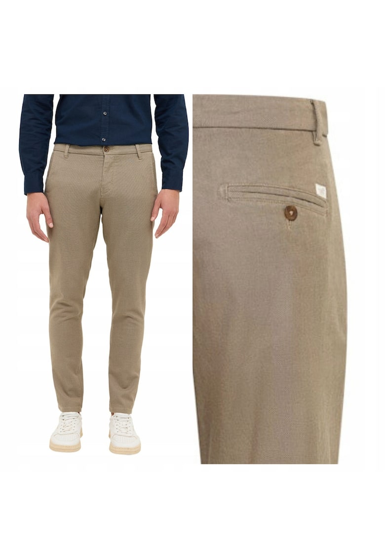 Pantaloni eleganti tip chino - Marimea 34/34 - Bej - Model Oakland Chino - Croiala moderna ingustata Slim fit - Stil clasic drept regular - Inaltime medie a taliei standard - 5 buzunare