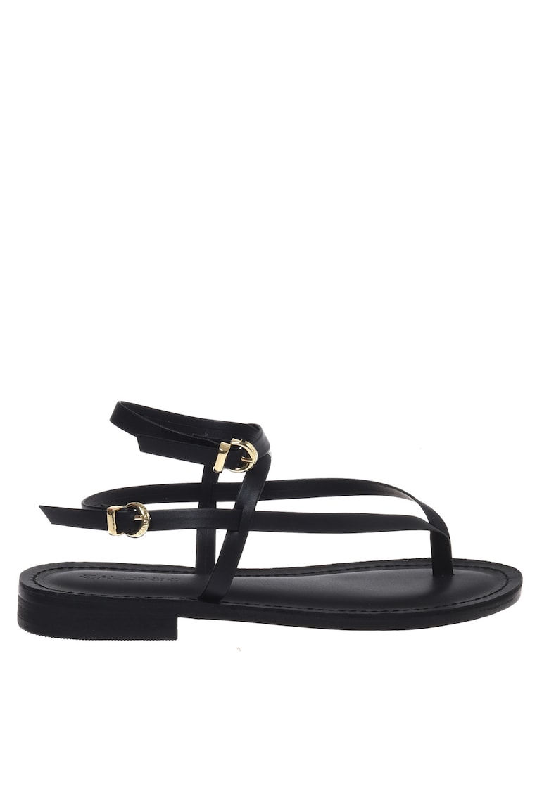 Sandale din piele ecologica cu barete multiple - Negru