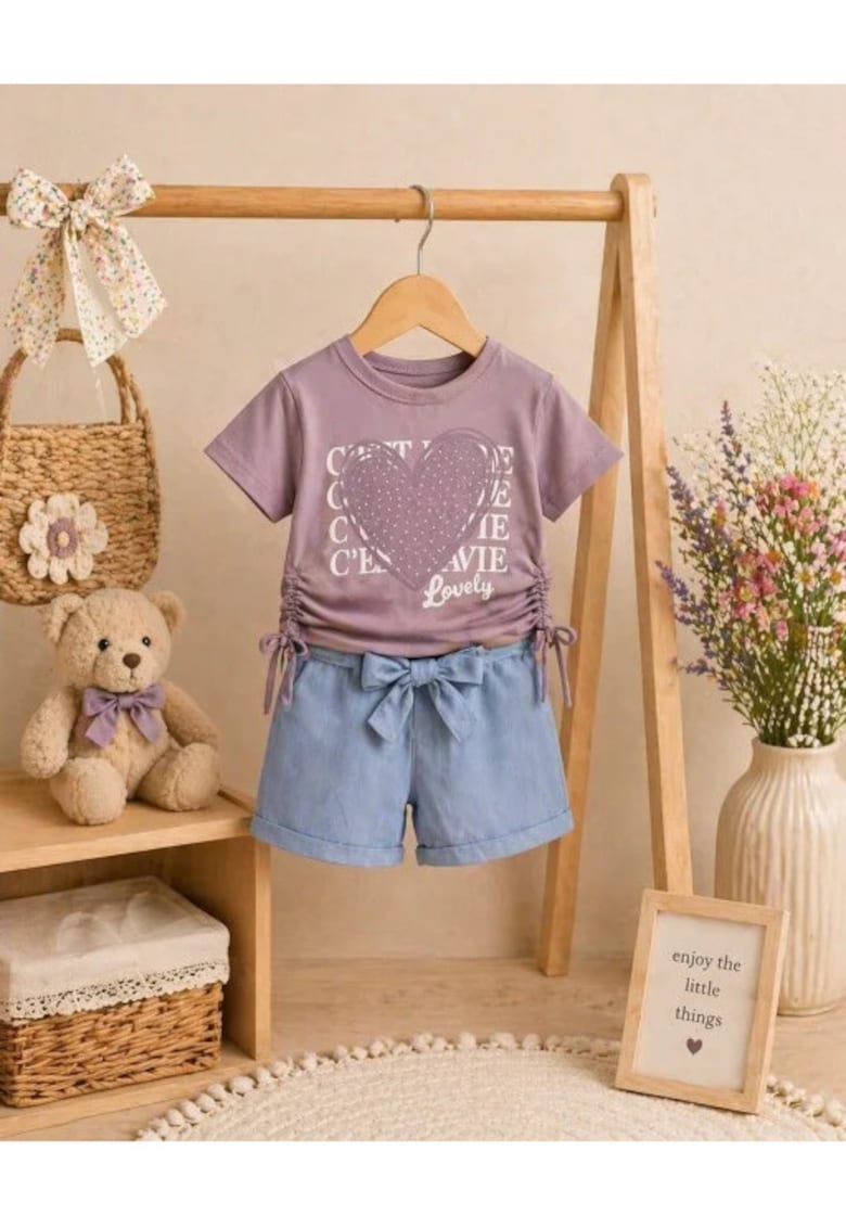 Set pentru fetite MINAMINOKIDS cu pantaloni scurti denim - Multicolor