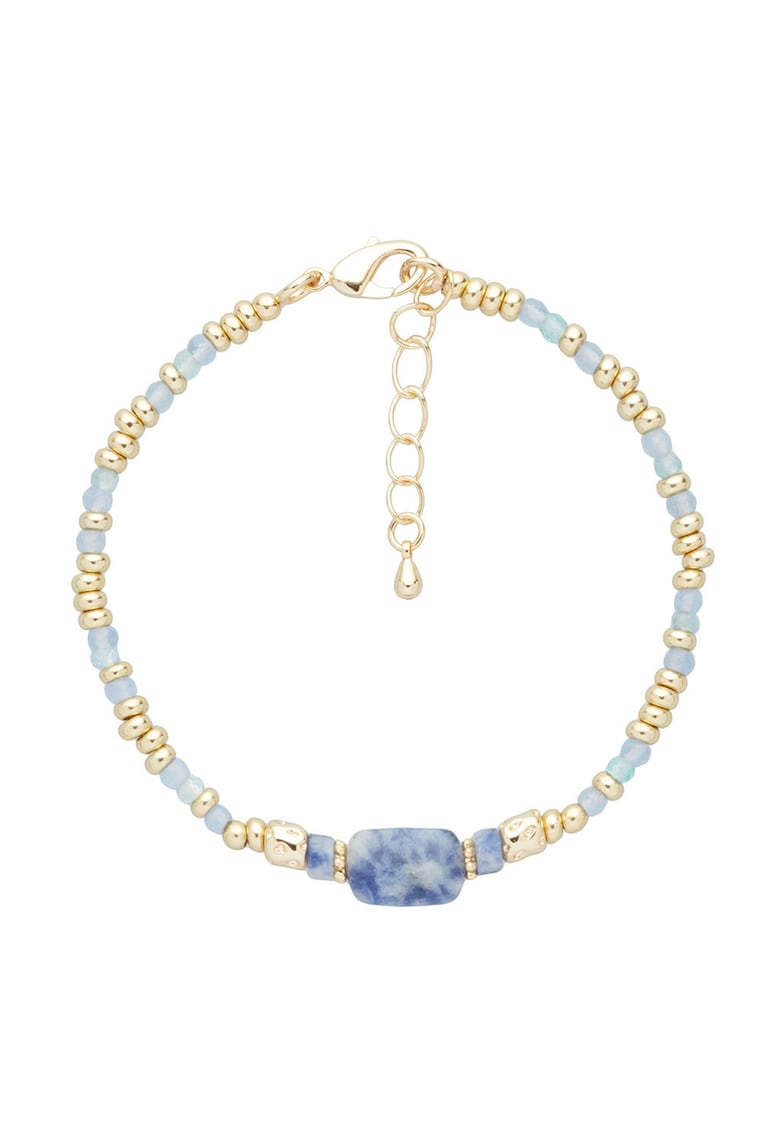 Bratara cu pietre de apatit - Albastru cobalt/Auriu deschis