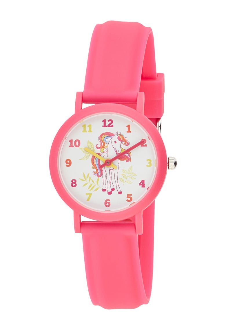 Ceas quartz cu tematica unicorn - Roz aprins