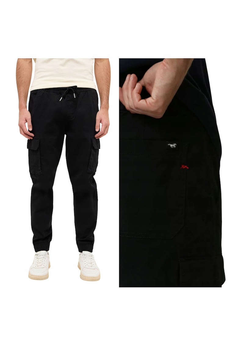 Blugi Barbati - Paris Jogger Cargo - Marime W32-L32 - Negru - Regular Fit - Bumbac - Design Clasic Casual - Lungi - Ideal Pentru Uz Zilnic