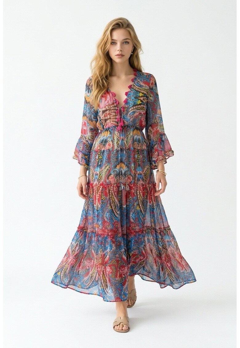 Rochie midi cu decolteu cache-cour Elara
