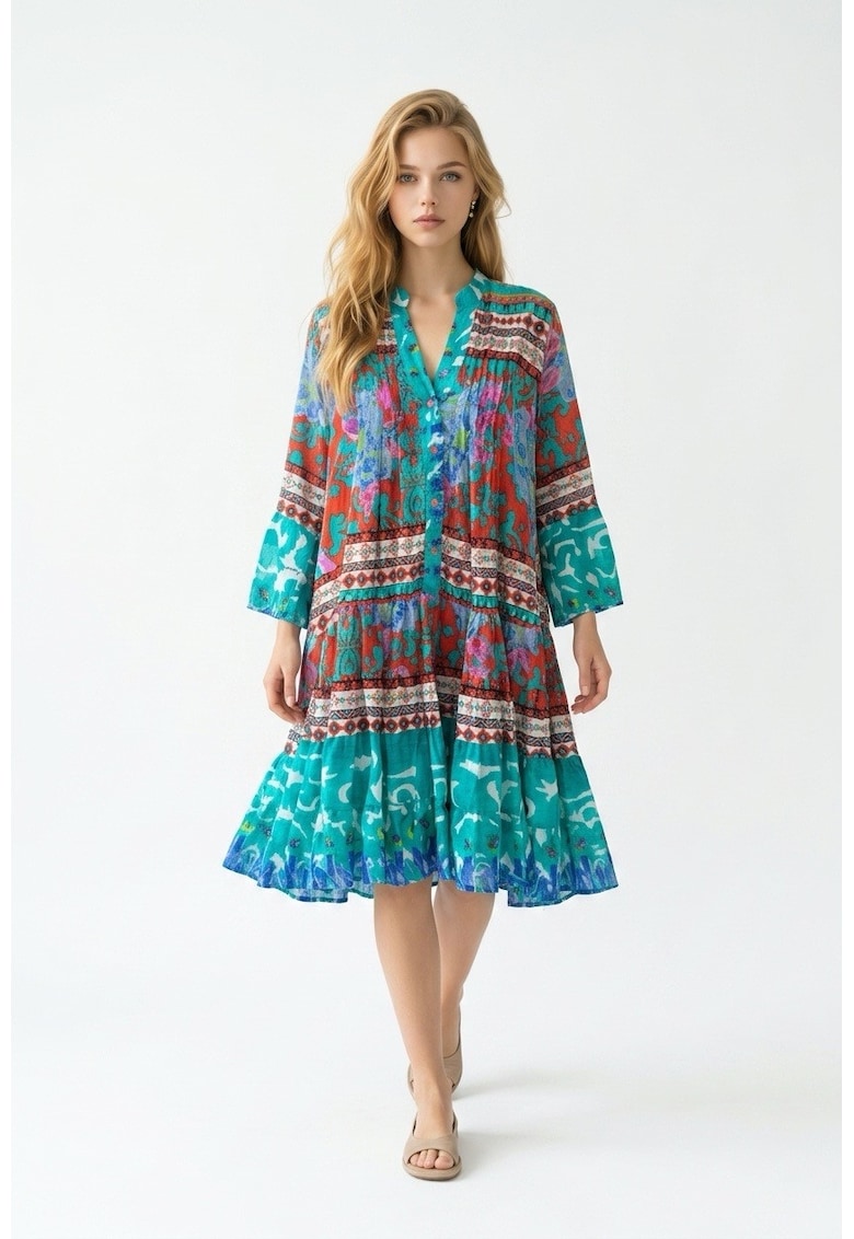 Rochie midi din bumbac imprimat
