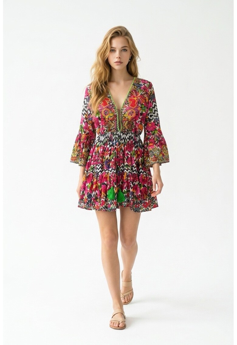 Rochie scurta din bumbac imprimat