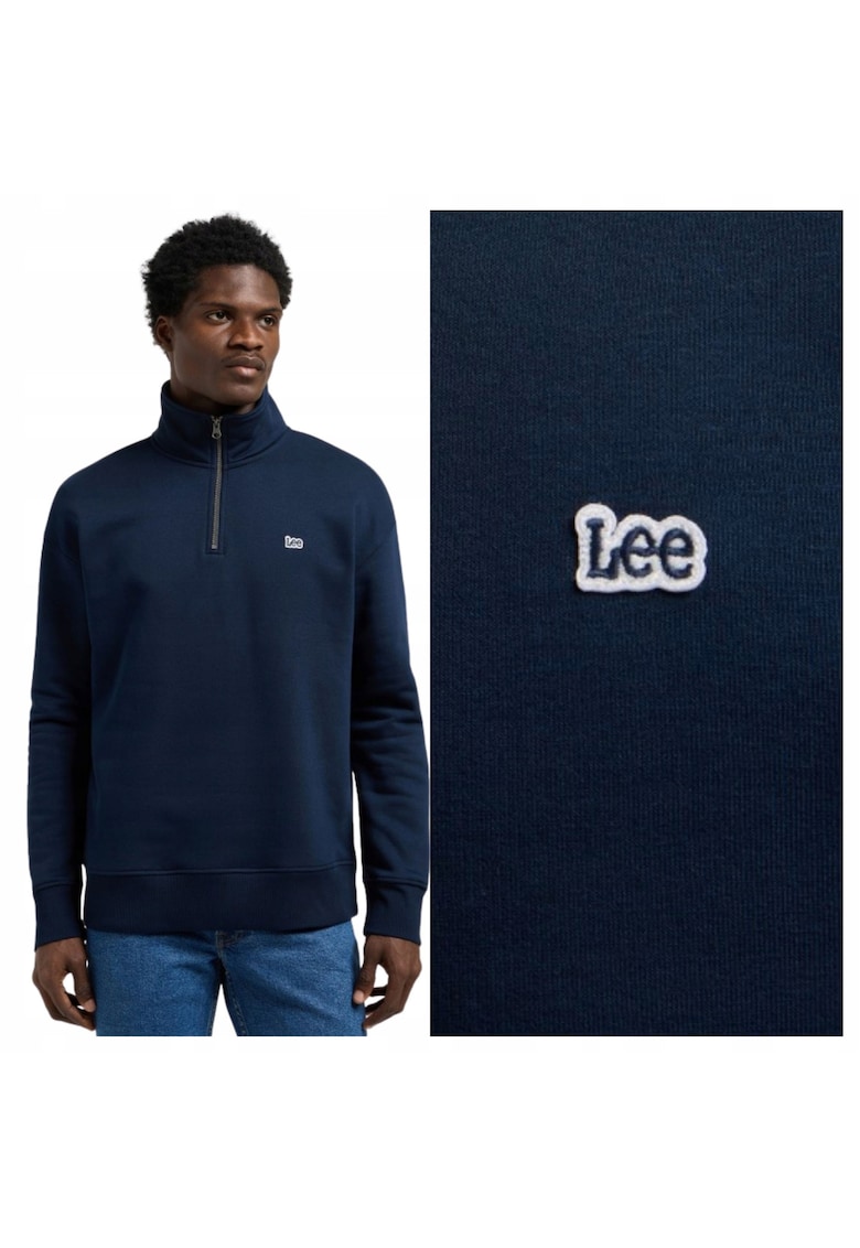Hanorac casual de barbati - Marimea S - Bleumarin - Model HALF ZIP SWS - Croiala lejera Relaxed Fit - Inchidere guler cu fermoar scurt tip Half Zip - Material din bumbac 80% si poliester 20%
