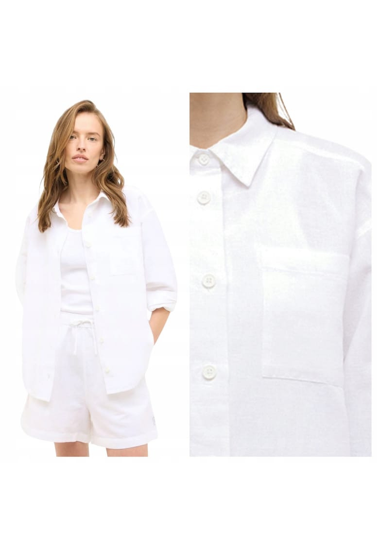 Camasa de dama - Marimea 38 - Alb - Stil Willow - Croiala regulara dreapta - Inchidere clasica cu nasturi - Material de vara premium din bumbac 75% si in 25% respirabil si confortabil