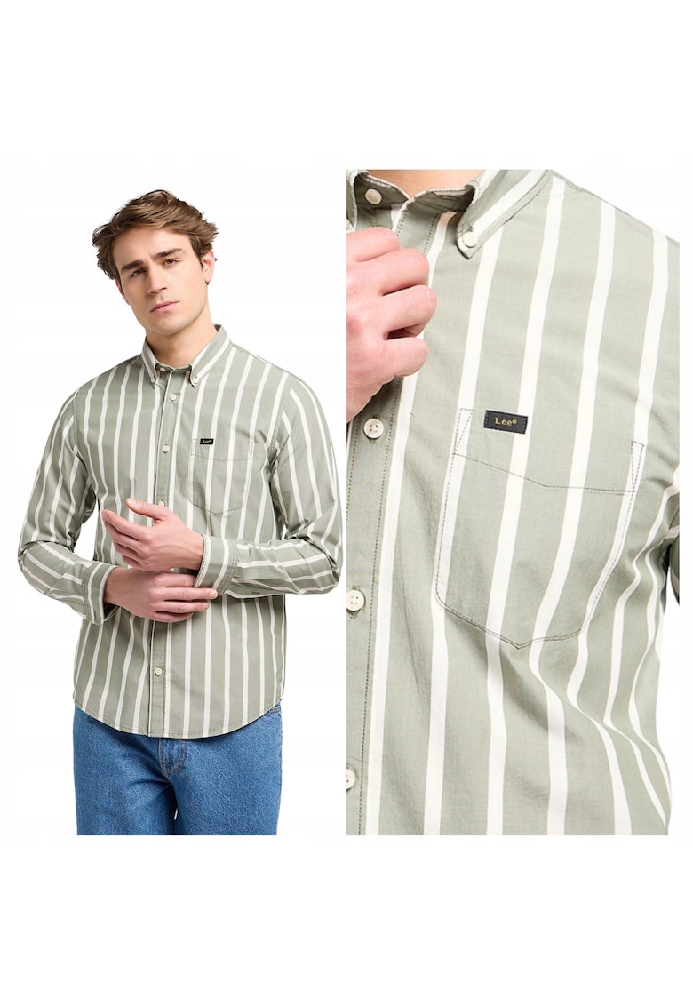 Camasa Pentru Barbati - Marimea S - Verde - Button Down - Material 100% Bumbac - Croiala Regular Fit - Inchidere Nasturi
