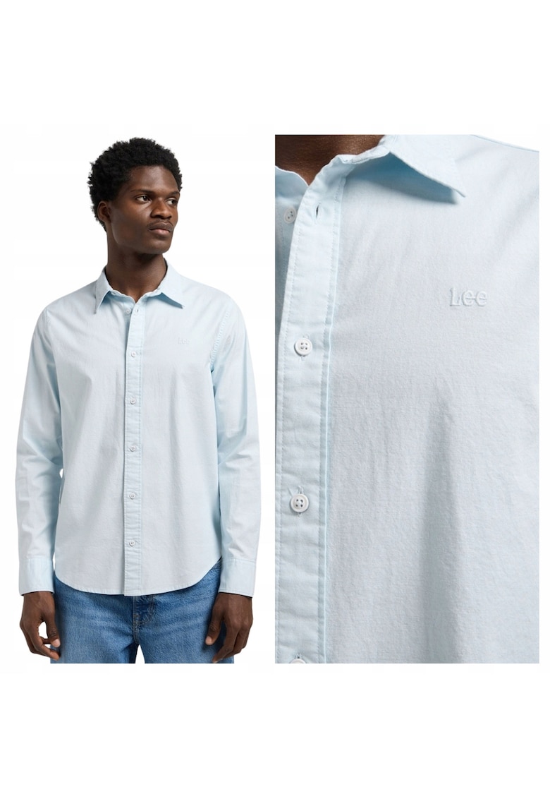 Camasa Pentru Barbati - Marimea S - Albastru - Patch Shirt - Regular Fit - Inchidere Nasturi - Compozitie Material 100% Bumbac