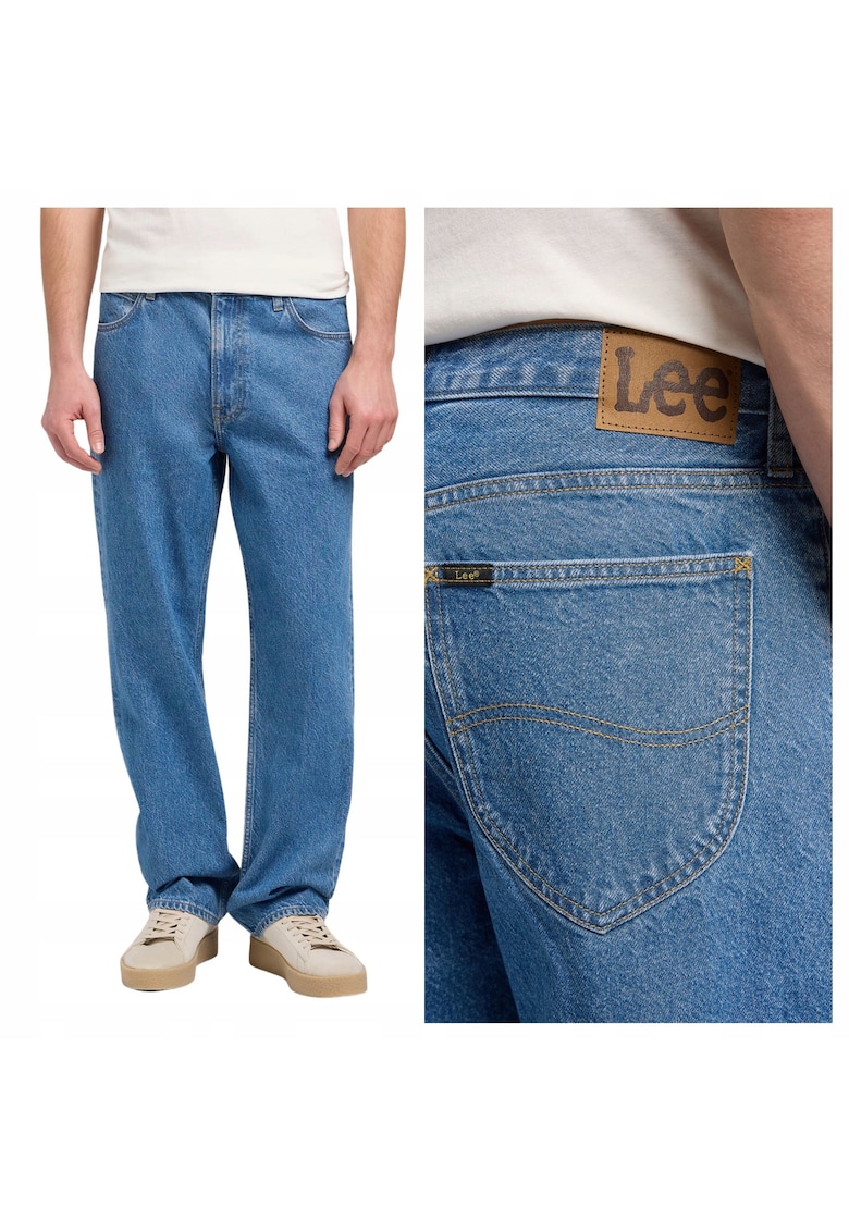 Blugi Dla Barbati - Marimea 31/34 - Albastru - Asher - Material 100% Bumbac - Croiala Loose Fit - Inchidere Fermoar - 5 Buzunare