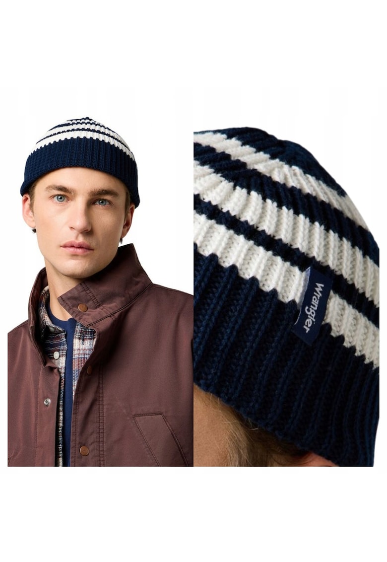 Caciula Barbati - Marime Universala - Multicolor Bleumarin - Striped Beanie - Material 100% Acril - Tip De Iarna