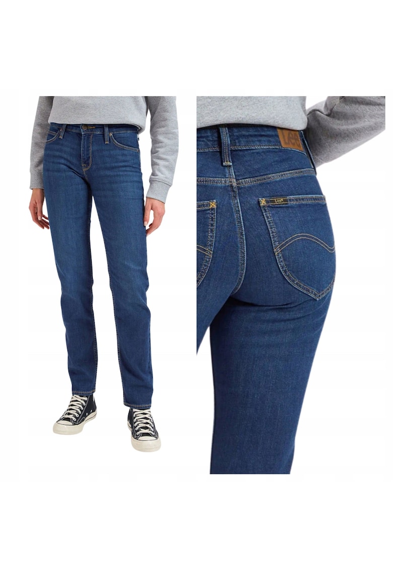 Blugi De Dama - Marimea 29/31 - Albastru - Elly - Croiala Slim Fit - Model Conic Ajustat - Talie Inalta - Inchidere Fermoar