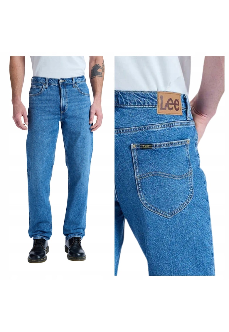Pantaloni Dla Barbati - Marimea 33/32 - Albastru - West - Croiala Loose Fit - Talie Medie - Craci Drepti - Inchidere Fermoar