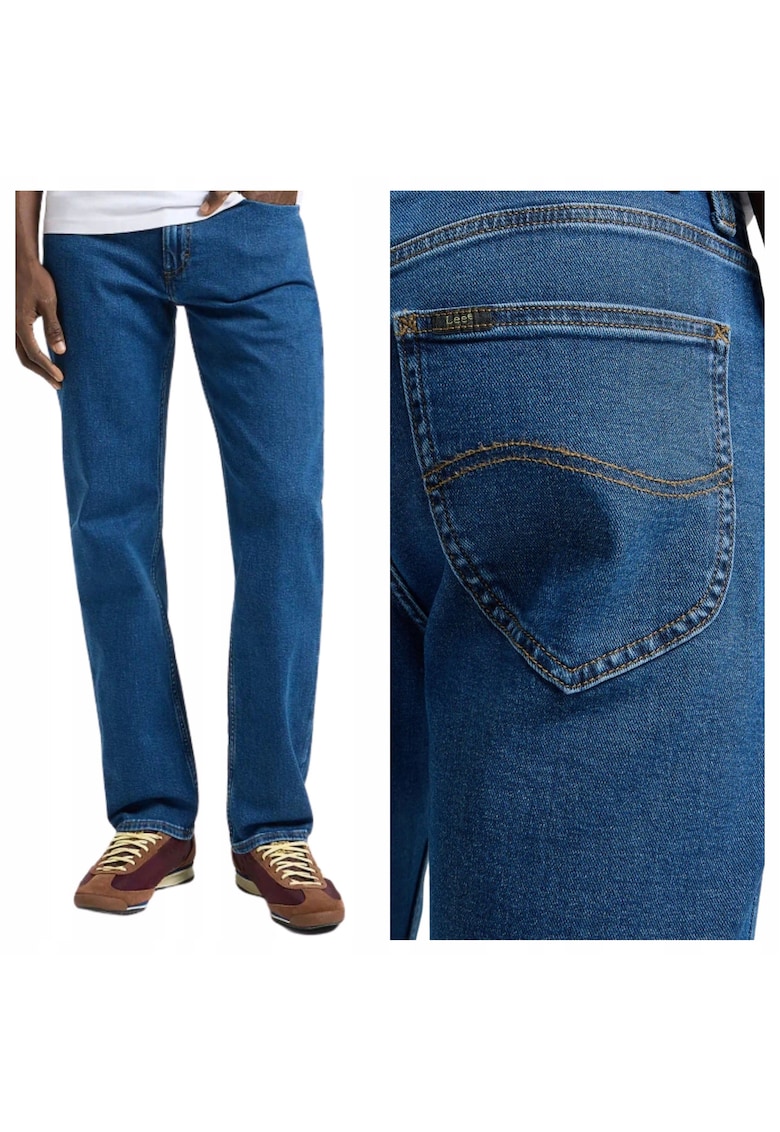 Blugi Barbati - Marimea 33/32 - Albastru - West - Croiala Loose Fit - Talie Medie - Craci Drepti - Inchidere Fermoar