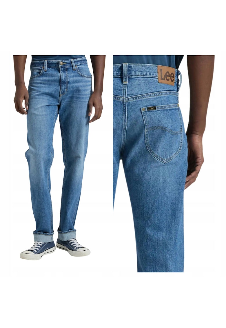 Pantaloni Barbati - Marimea 34/32 - Albastru - West - Croiala Loose Fit - Model Larg - Talie Medie Regulara - Inchidere Fermoar