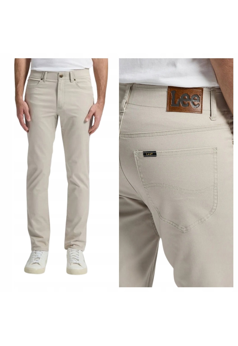 Pantaloni Barbati - Marimea 33/32 - Bej - Slim Fit Mvp - Croiala Slim Fit - Model Conic Ajustat - Talie Medie - 5 Buzunare