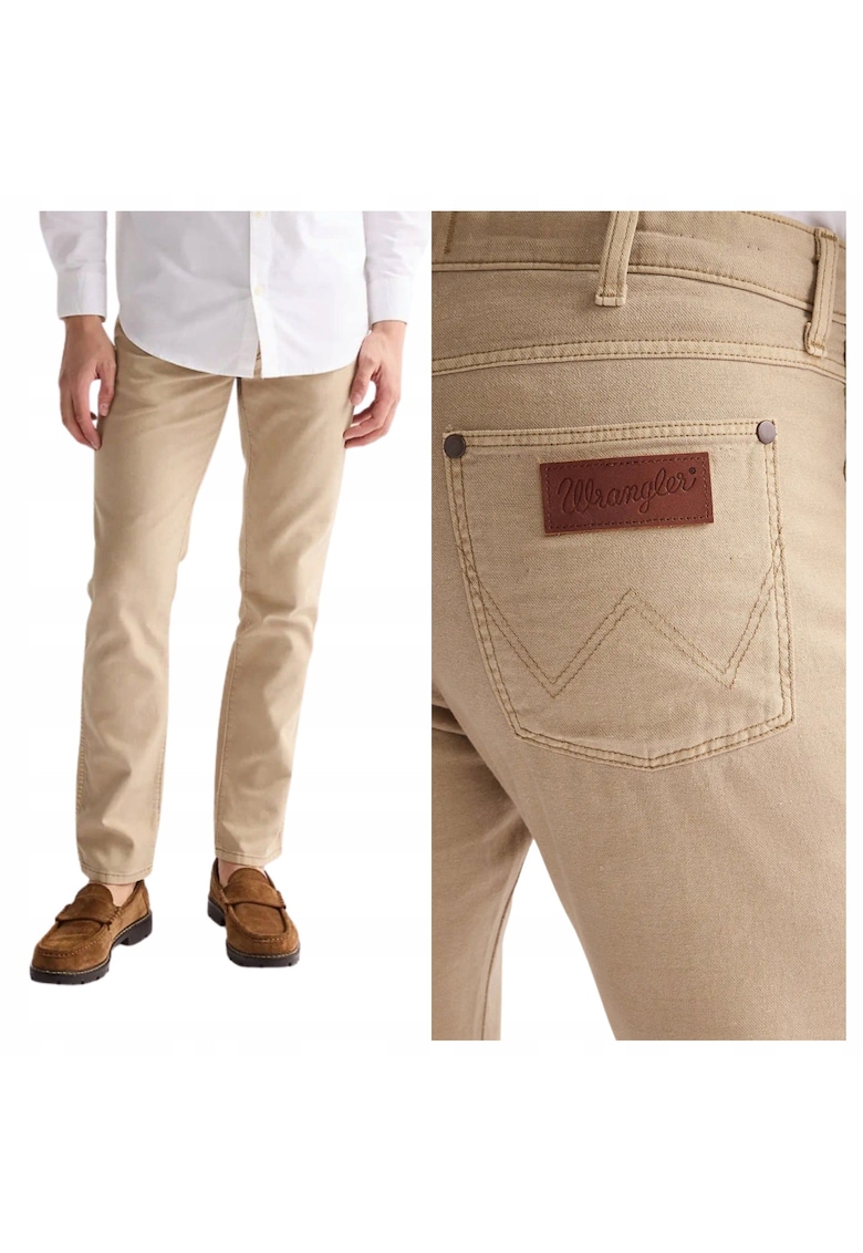 Pantaloni Barbati - Marimea 33/34 - Bej - Larston - Croiala Slim Fit - Model Conic Ajustat - Talie Medie - Inchidere Fermoar