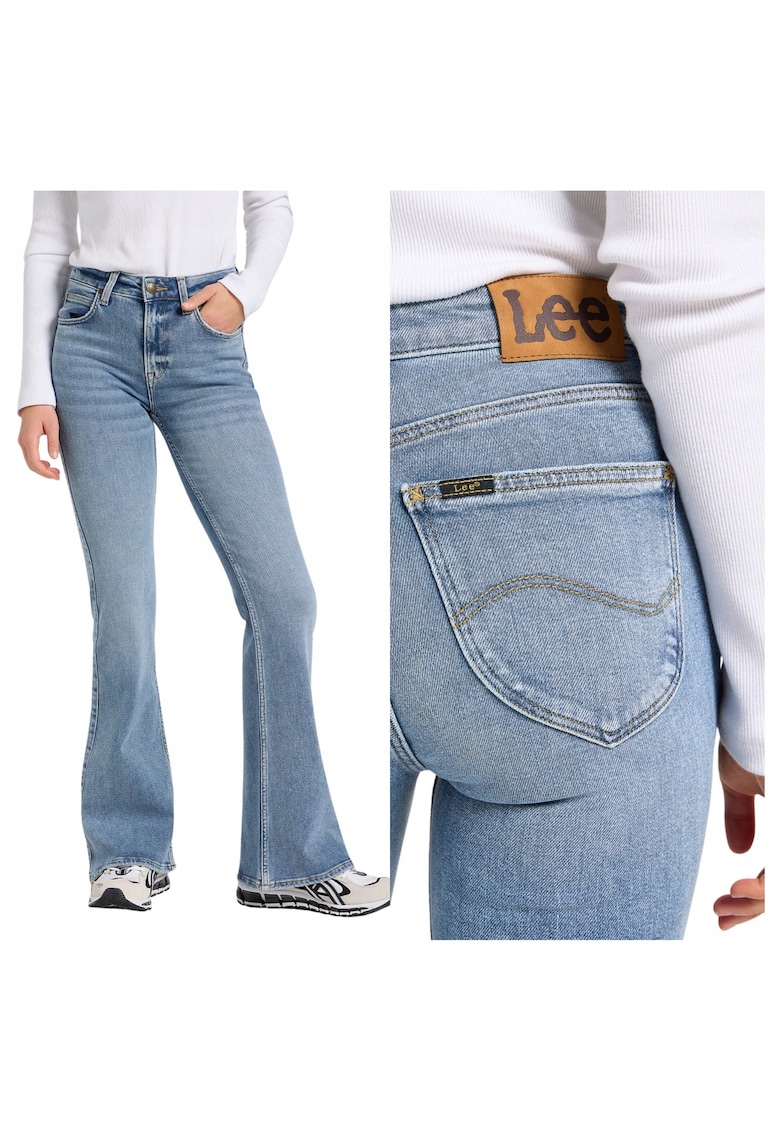 Blugi De Dama - Marimea 31/31 - Albastru - Breese - Croiala Slim Fit - Model Evazat Bootcut - Talie Inalta - Inchidere Fermoar