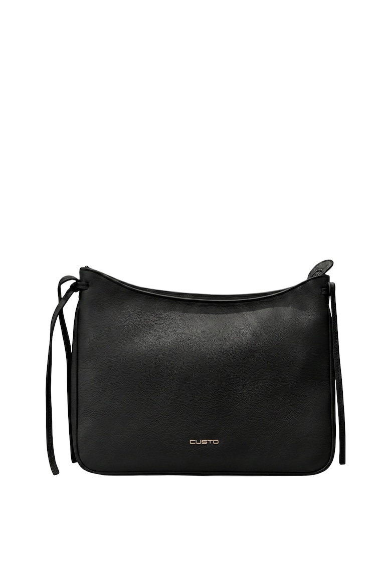 Geanta shopper din piele ecologica cu detaliu logo Elowen - Negru