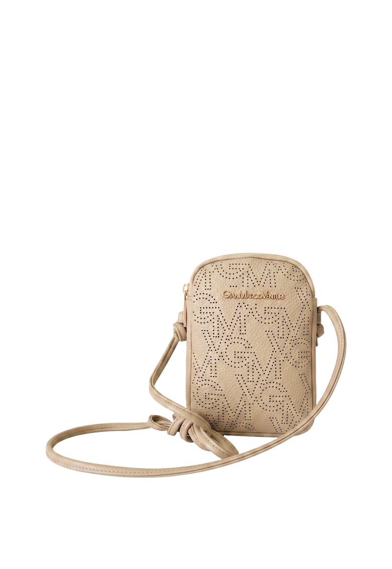 Geanta crossbody din piele ecologica cu logo - Auriu