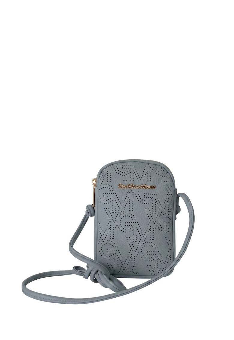 Geanta crossbody din piele ecologica cu logo - Albastru azur