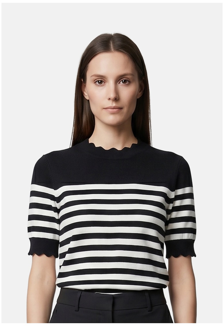 Tricou tricotat fin in dungi - Negru