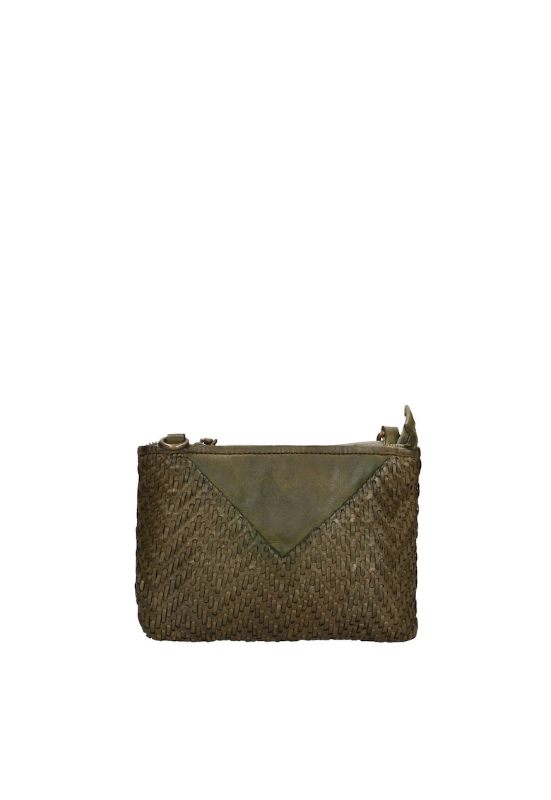 Geanta impletita din piele Model Eris - Verde inchis