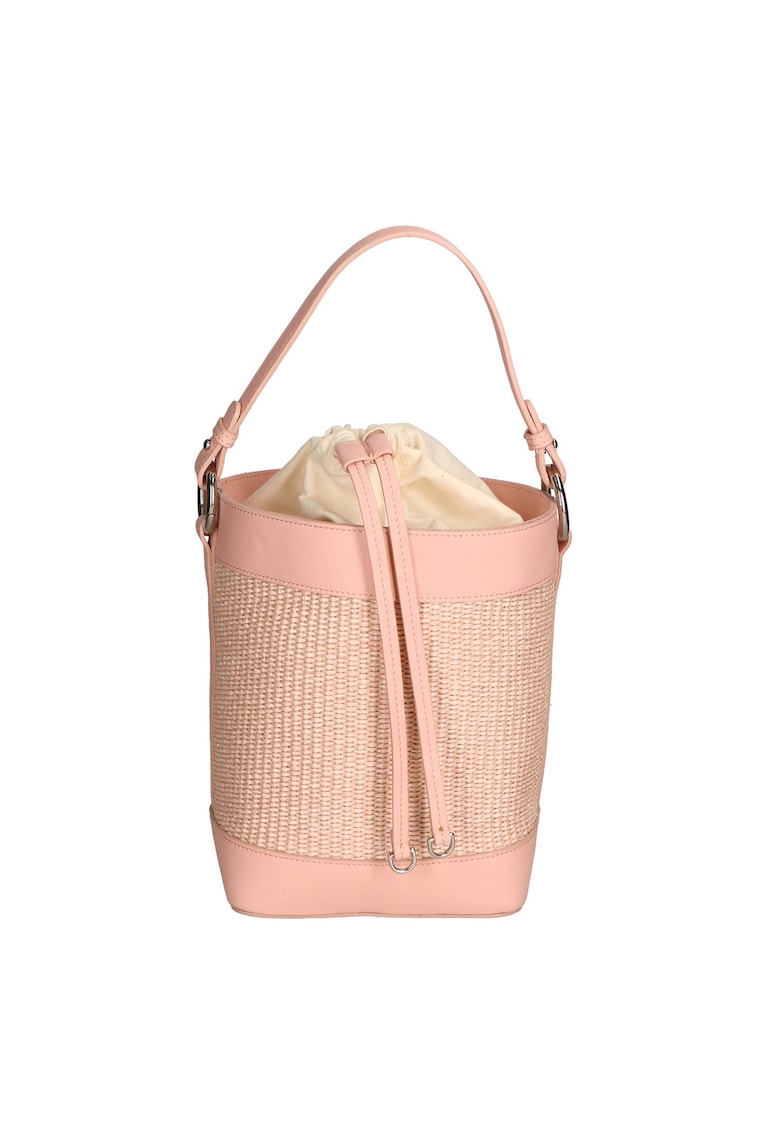 Geanta bucket cu garnituri din material sintetic Lisbeth - Roz
