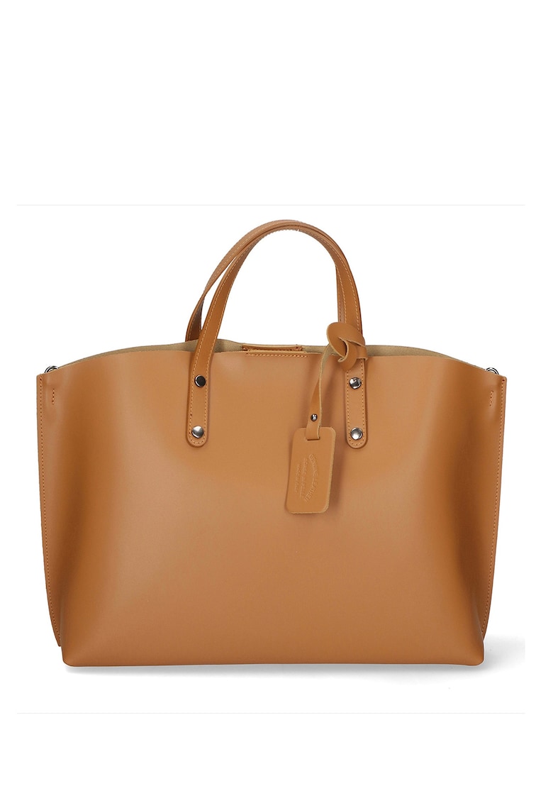 Geanta shopper de piele Lumena - Maro camel
