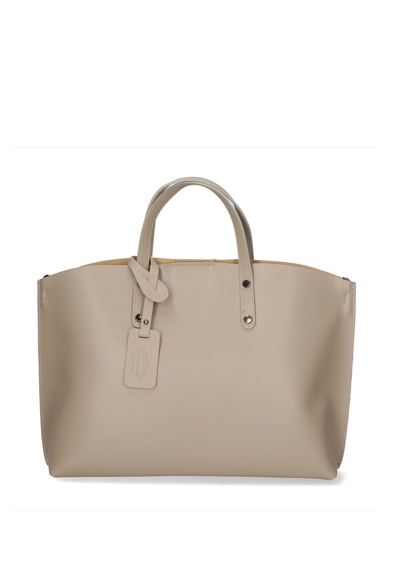 Geanta shopper de piele Lumena - Bej inchis