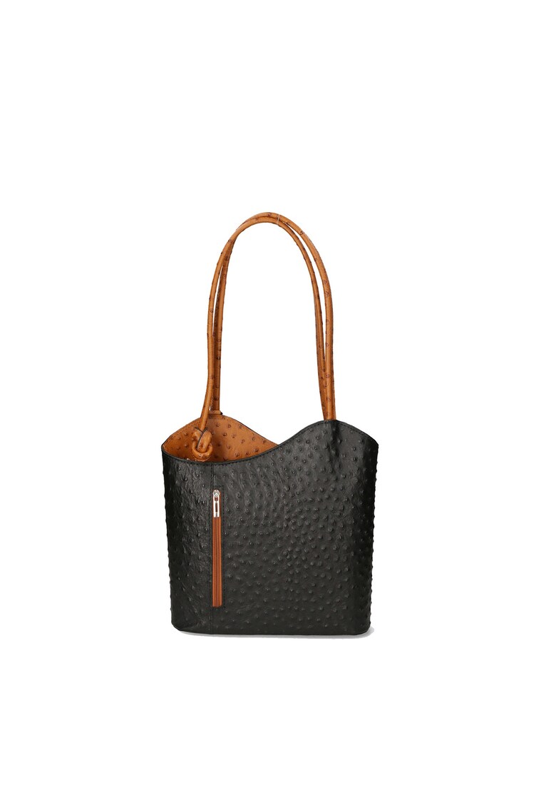Rucsac convertibil de piele Chanel - Maro cognac/Negru